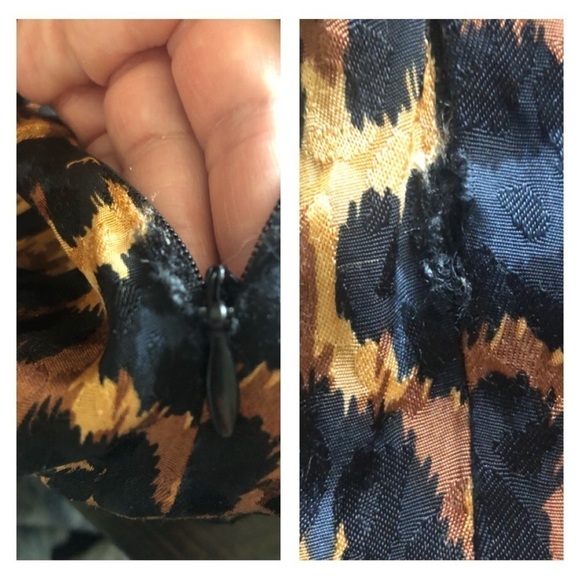 Zara Ruched Leopard V-Neck 3/4 Long Sleeve Bodycon Satin Textured M Mini Dress - Picture 16 of 16